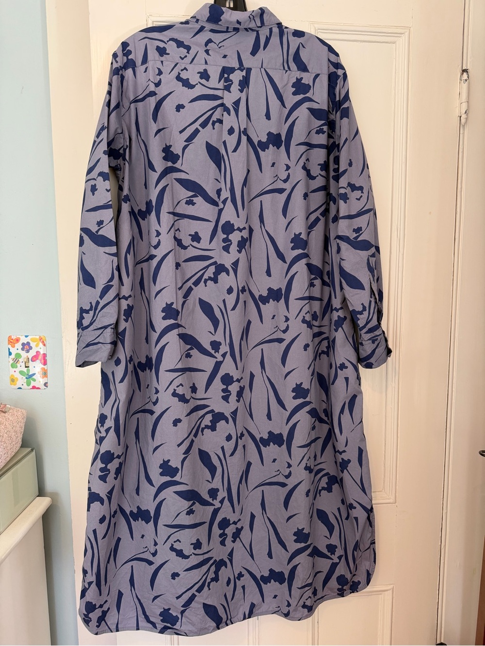 Marimekko Relaxed Floral Print Shirt Dress in Blue - Picture 2 of 4